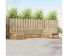 Lauko sofos komplektas 8 pcs Balta ir kreminė Poliesteris
