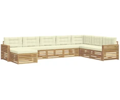 Lauko sofos komplektas 8 pcs Balta ir kreminė