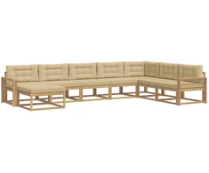 Lauko sofos komplektas 8 pcs Balta ir kreminė