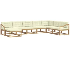 Lauko sofos komplektas 8 pcs Balta ir kreminė