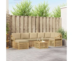 Lauko sofos komplektas 8 pcs Balta ir kreminė 59 x 59 x 37 cm
