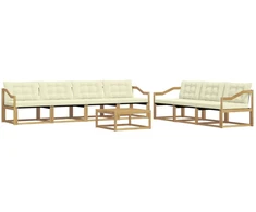 Lauko sofos komplektas 8 pcs Balta ir kreminė