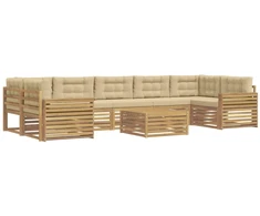 Lauko sofos komplektas 8 pcs Balta ir kreminė