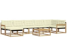 Lauko sofos komplektas 8 pcs Balta ir kreminė