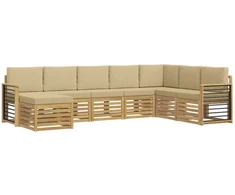 Lauko sofos komplektas 8 pcs Balta ir kreminė