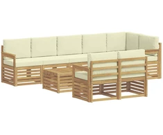 Lauko sofos komplektas 8 pcs Balta ir kreminė 59 x 59 x 37 cm