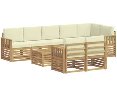 Lauko sofos komplektas 8 pcs Balta ir kreminė 59 x 59 x 37 cm