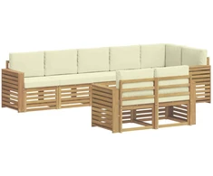 Lauko sofos komplektas 8 pcs Balta ir kreminė