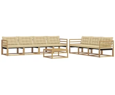 Lauko sofos komplektas 8 pcs Balta ir kreminė
