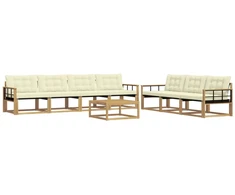 Lauko sofos komplektas 8 pcs Balta ir kreminė