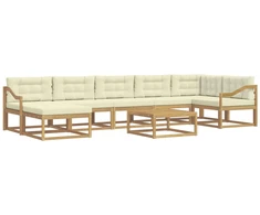 Lauko sofos komplektas 8 pcs Balta ir kreminė