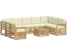 Lauko sofos komplektas 8 pcs Balta ir kreminė 59 x 59 x 37 cm