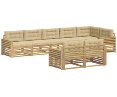 Lauko sofos komplektas 8 pcs Balta ir kreminė