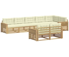 Lauko sofos komplektas 8 pcs Balta ir kreminė