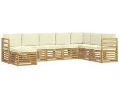 Lauko sofos komplektas 8 pcs Balta ir kreminė