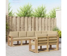 Lauko sofos komplektas 8 pcs Balta ir kreminė Poliesteris