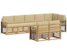 Lauko sofos komplektas 8 pcs Balta ir kreminė