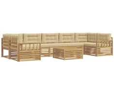 Lauko sofos komplektas 8 pcs Balta ir kreminė