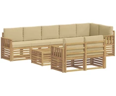 Lauko sofos komplektas 8 pcs Balta ir kreminė 59 x 59 x 37 cm