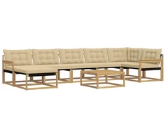 Lauko sofos komplektas 8 pcs Balta ir kreminė