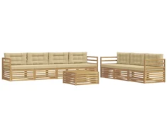 Lauko sofos komplektas 8 pcs Balta ir kreminė 79 x 79 x 37 cm