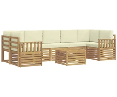 Lauko sofos komplektas 8 pcs Balta ir kreminė Poliesteris
