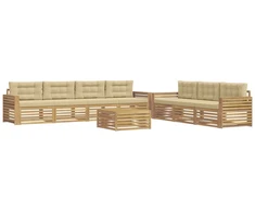 Lauko sofos komplektas 8 pcs Balta ir kreminė