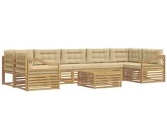 Lauko sofos komplektas 8 pcs Balta ir kreminė