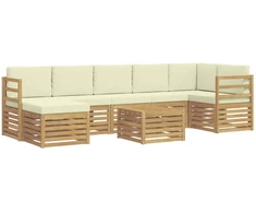 Lauko sofos komplektas 8 pcs Balta ir kreminė 59 x 59 x 37 cm