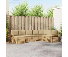 Lauko sofos komplektas 8 pcs Balta ir kreminė 308 x 190 x 73 cm