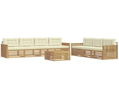Lauko sofos komplektas 8 pcs Balta ir kreminė