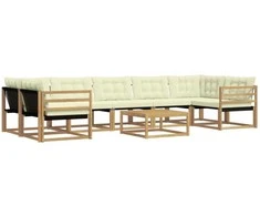 Lauko sofos komplektas 8 pcs Balta ir kreminė 79 x 79 x 37 cm