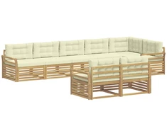 Lauko sofos komplektas 8 pcs Balta ir kreminė