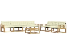 Lauko sofos komplektas 8 pcs Balta ir kreminė