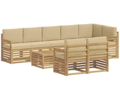Lauko sofos komplektas 8 pcs Balta ir kreminė 59 x 59 x 37 cm