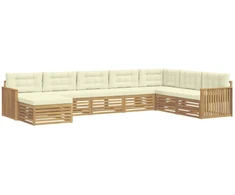 Lauko sofos komplektas 8 pcs Balta ir kreminė