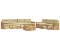 Lauko sofos komplektas 8 pcs Balta ir kreminė
