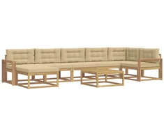 Lauko sofos komplektas 8 pcs Balta ir kreminė