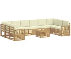 Lauko sofos komplektas 8 pcs Balta ir kreminė 59 x 59 x 37 cm
