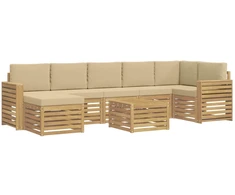 Lauko sofos komplektas 8 pcs Balta ir kreminė 59 x 59 x 37 cm