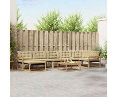 Lauko sofos komplektas 8 pcs Balta ir kreminė