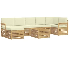Lauko sofos komplektas 8 pcs Balta ir kreminė 59 x 59 x 37 cm
