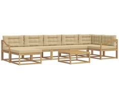 Lauko sofos komplektas 8 pcs Balta ir kreminė