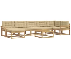 Lauko sofos komplektas 8 pcs Balta ir kreminė