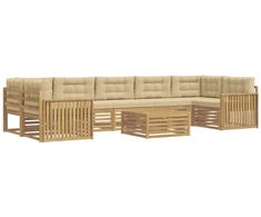 Lauko sofos komplektas 8 pcs Balta ir kreminė