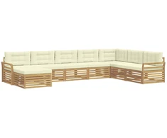 Lauko sofos komplektas 8 pcs Balta ir kreminė