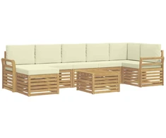 Lauko sofos komplektas 8 pcs Balta ir kreminė 59 x 59 x 37 cm