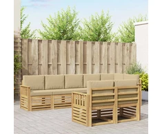 Lauko sofos komplektas 8 pcs Balta ir kreminė