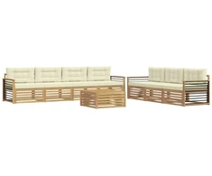Lauko sofos komplektas 8 pcs Balta ir kreminė 79 x 79 x 37 cm