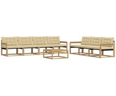 Lauko sofos komplektas 8 pcs Balta ir kreminė